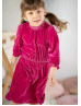 Raspberry Velvet Knee Length Simple Flower Girl Dress